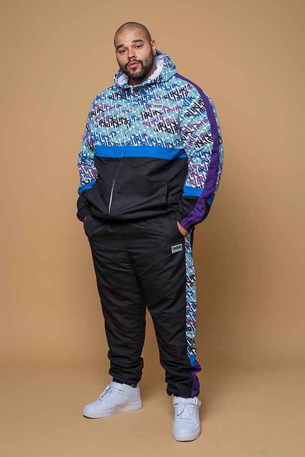 Black Allover Print Full Nylon Jckt