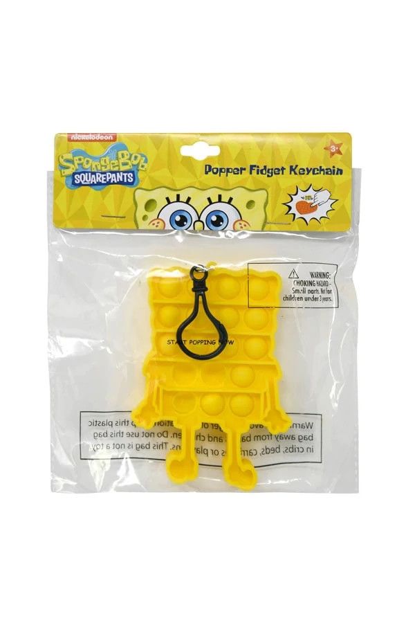 Spongebob popper fidget keychain yellow min