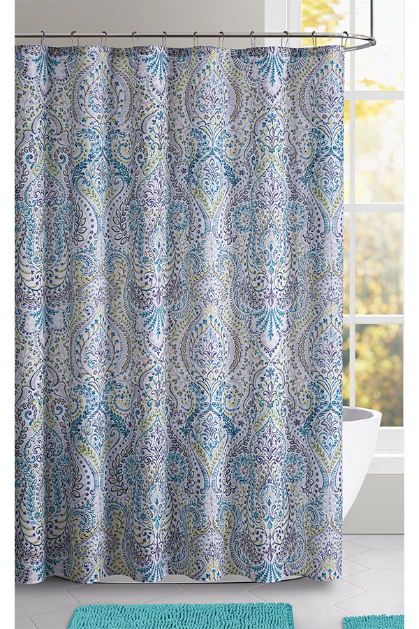 PVC Shower Curtain Blue Paisley