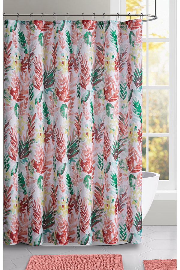 PVC Shower Curtain Coral Flowers