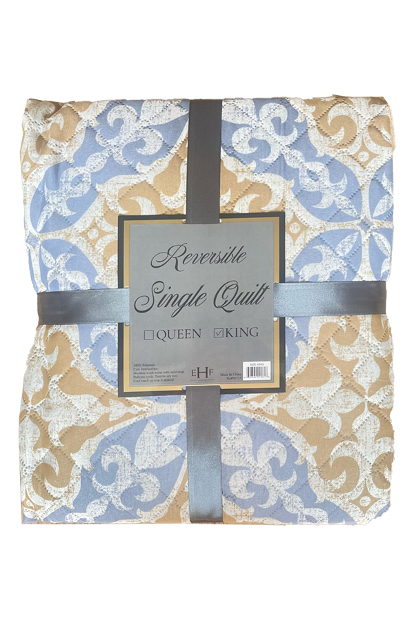 Single Quilt King Blue & Gold $.