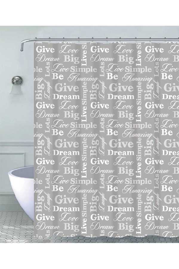Piece Motivational Shower Curtain Set Grey