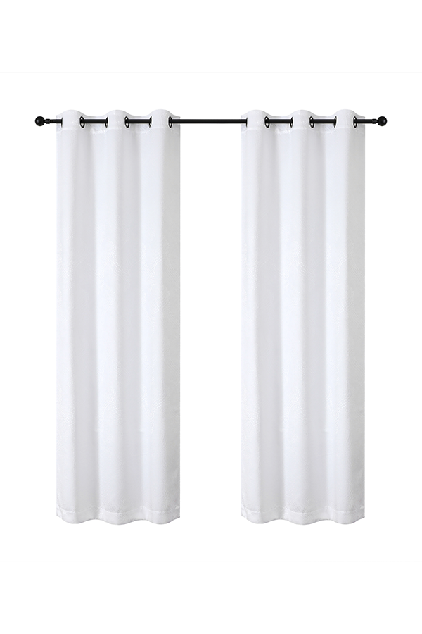 ”x” Pannel Embossed Swirl Blackout Curtains White