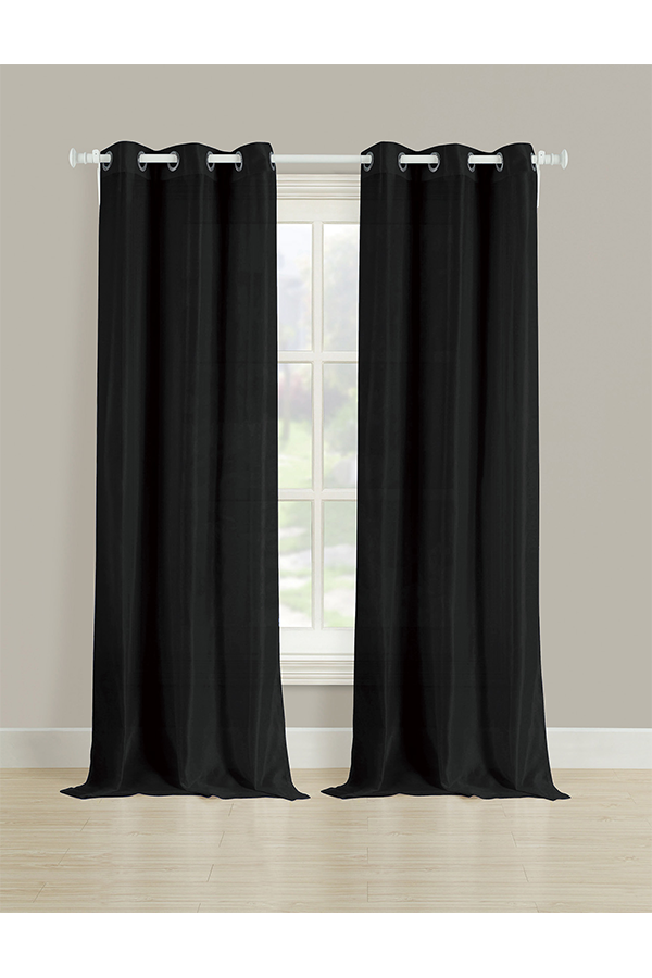 ”x” Pannel Faux Silk Curtains Black