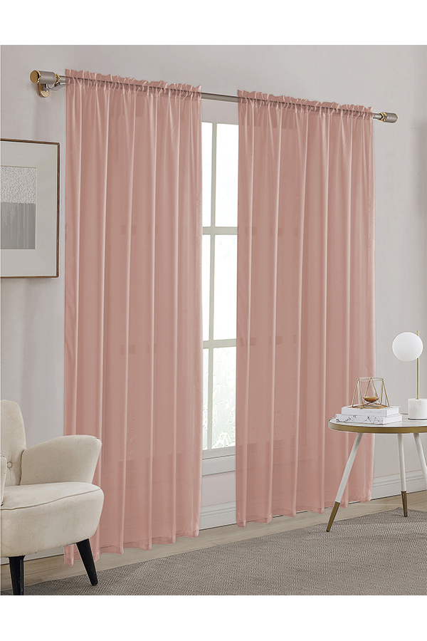 ”x” Pannel Sheer Voile Curtains Blush