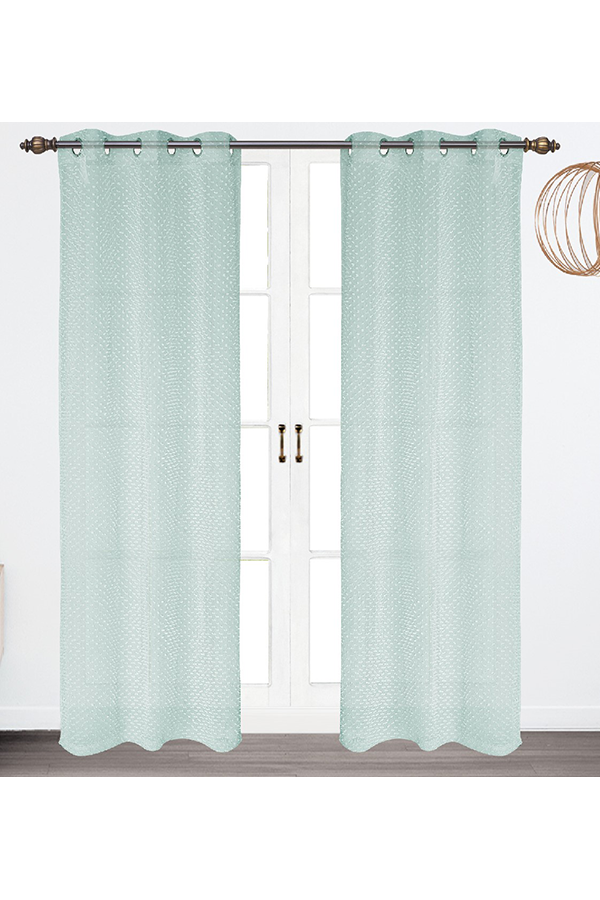 ”x” Pannel Textured Voile Curtains Teal aida