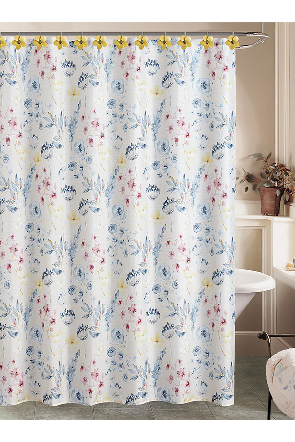 Piece Floral Print Shower Curtain Set with Resin Hooks $.