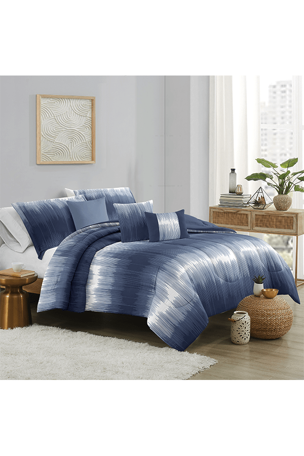 Piece King Blurred Stripe Comforter Set Blue $.