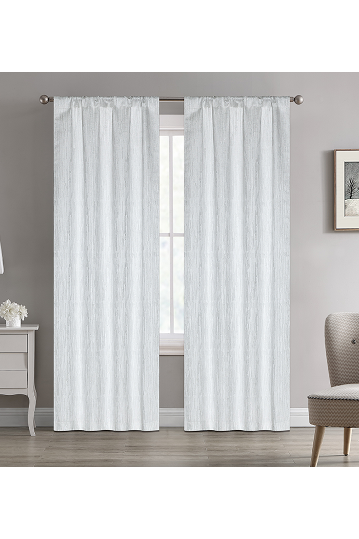 2 Panel Metallic White Curtains - Citi Trends