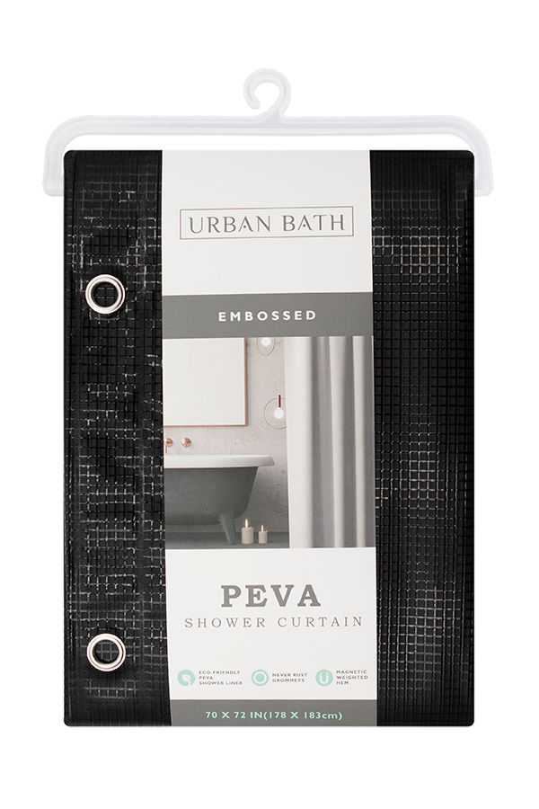 Embossed Squares Peva Shower Liner Black $.