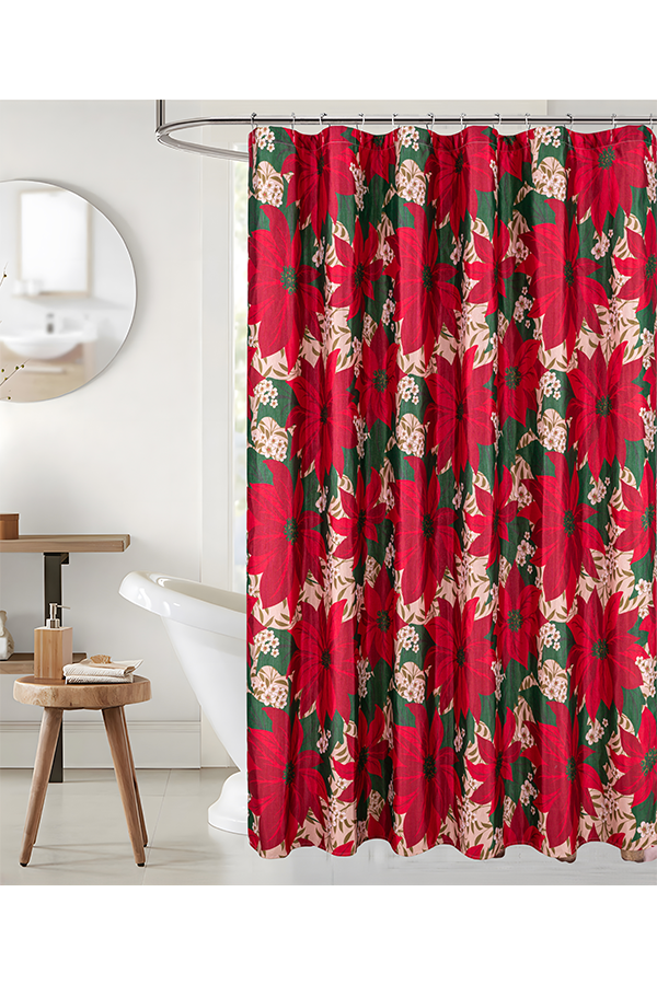 Piece Christmas Shimmer Poinsettia Shower Curtain $.