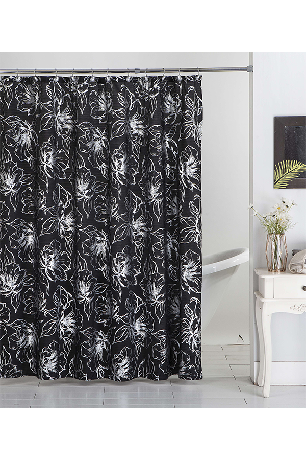 Piece Metallic Floral Print Shower Curtain Set $.