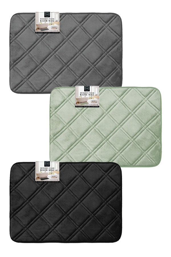 x Single Memory Foam Bath Rug Grid Assorted $.