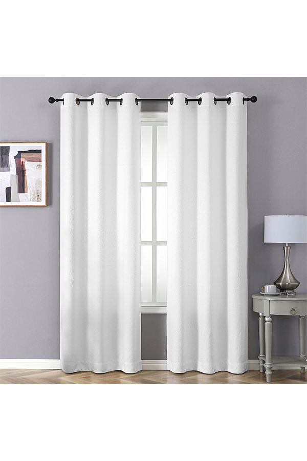 Pannel Blackout Embossed Curtains White $.