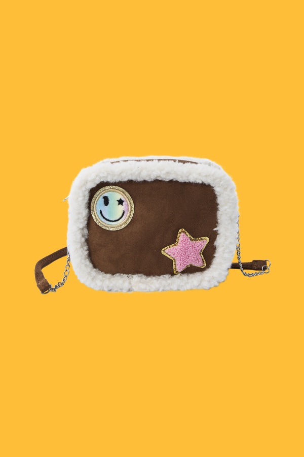 Emoji Embellished Fur Handbag